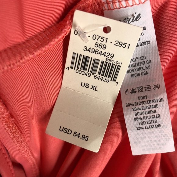 NEW Aerie Women's XL One Piece Bikini Swim Strapless Cut-Out Padded Coral Pink - Picture 12 of 12